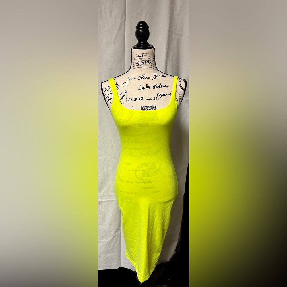 Zara Neon Yellow Body Con Dress